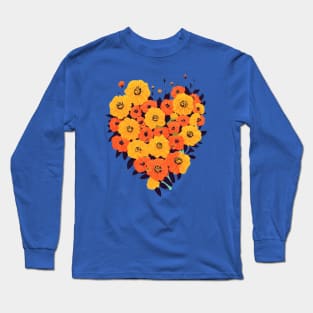 Heart Shaped Marigold Dia de Muertos Long Sleeve T-Shirt